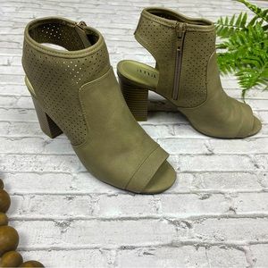 ANA Women’s Open Toe Block Style Heels Taupe Gray Size 6.5 Neutral Normcore Y2K